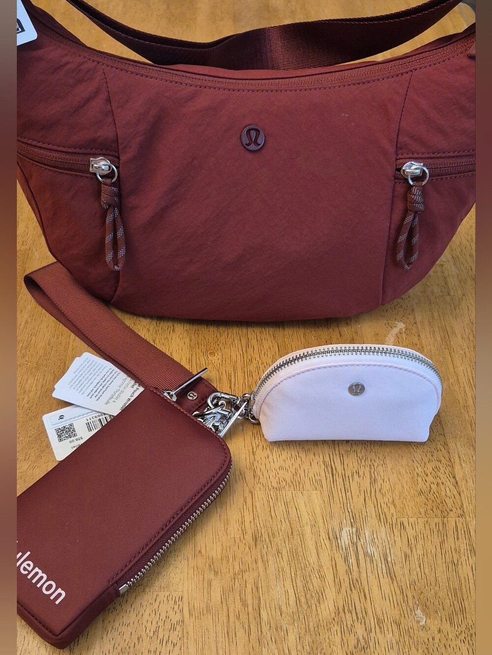 Lululemon Cranberry Charm Slouchy Sling crossbody bag & Wallet Dual Wristlet Set - Picture 4 of 11